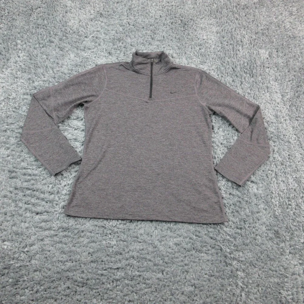 Nike Pro Pullover Womens Large Gray Dri-FIT 1/4 Zip Training Athletic BV4106-080